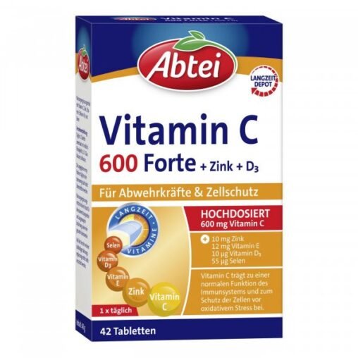 Abtei Vitamin C 600 Forte Plus Zink, Vitamin D3 Tabletten