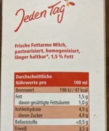 Jeden Tag Frische Milch 1,5% Fett, fettarm