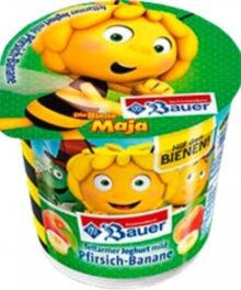 Bauer Kinderjoghurt Erdbeere, Pfirsich-Banane, 1,8% Fett
