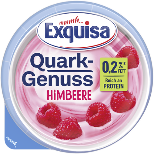 Exquisa Quark Genuss Vanille, Himbeere, Heidel 0,2%