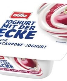 Müller Joghurt mit der Ecke & Mascarpone Erdbeer, Mango, Kirsch